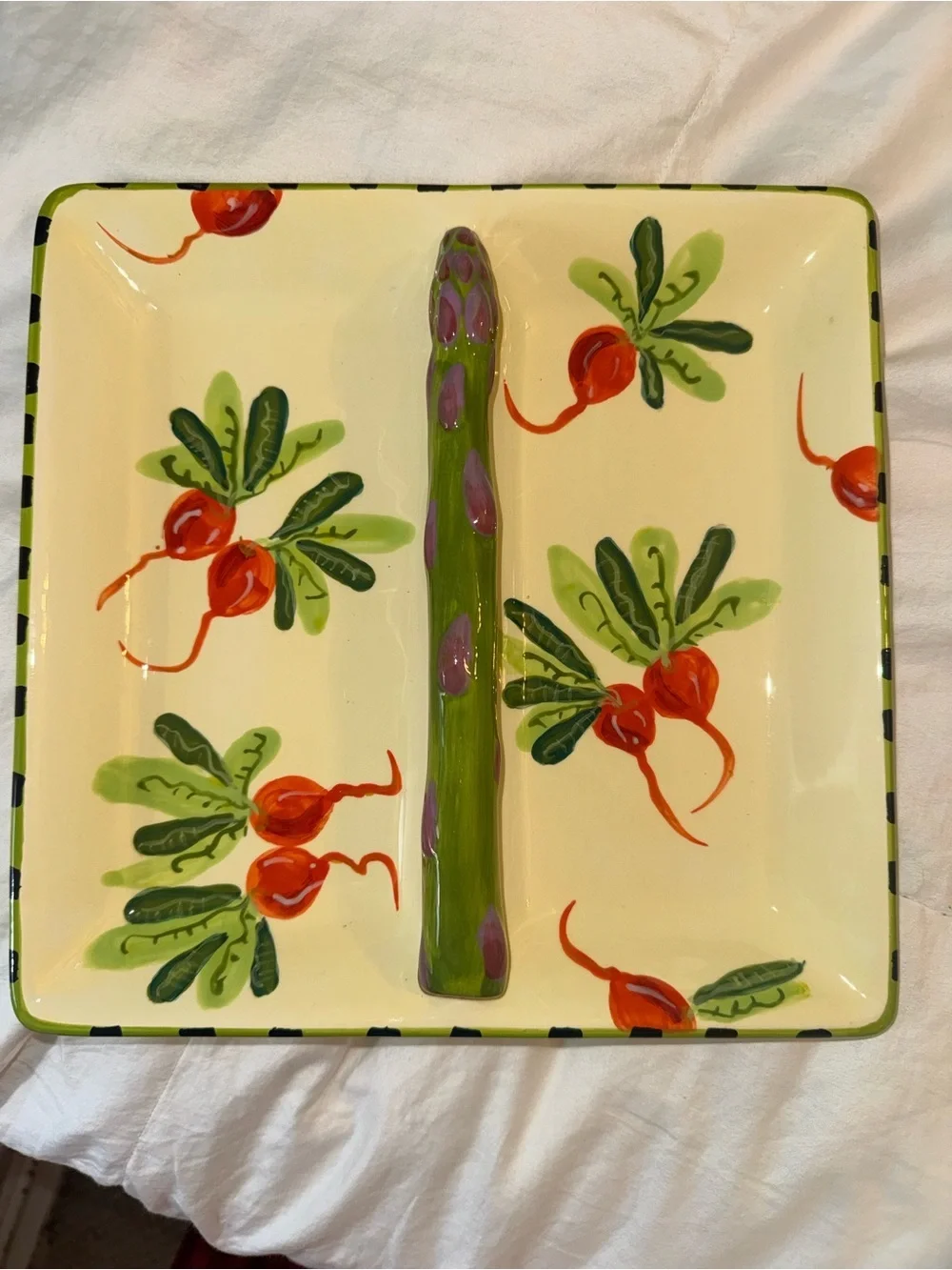 Certified International Eileen Tramonte Radish & Asparagus Divided Serving Tray